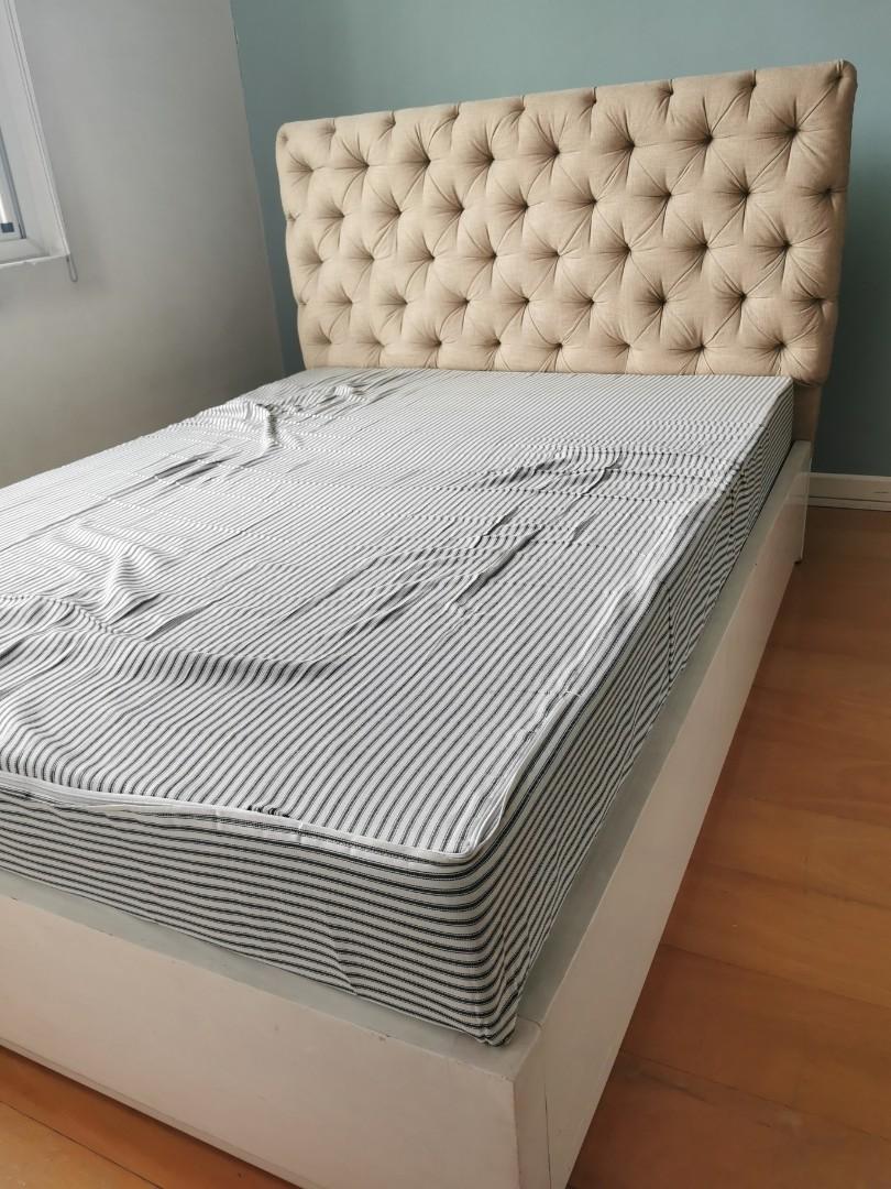 Custom Full Double Bed Size Light Brown Tufted Headboard W Frame Custom Full Double Bed Size Light Brown Tufted Headboard W Frame