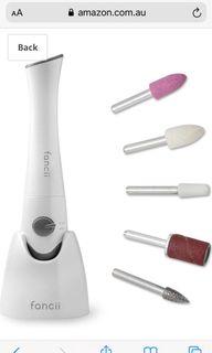 Fancii Professional Electric Manicure & Pedicure Nail File Set with Stand - The Complete Portable Nail Drill System with Buffer, Polisher, Shiner, Shaper and UV Dryer (Soft Grey)