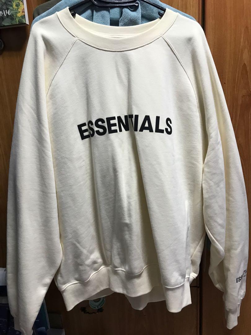 Fear of god Essentials Cream crewneck sweatshirt Men s Fashion Tops Sets Hoodies on Carousell