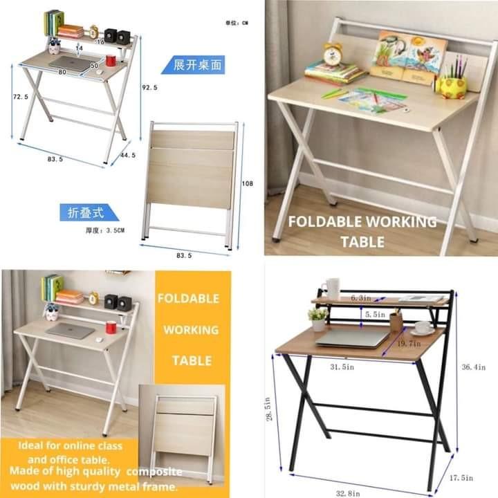 Foldable Office Study Table (Category: Tables & Sets) located in Manila. Submitted by acinad_ (Listing ID 1050101574, Image 2). Description: Foldable Study Table Available colors: - White - Walnut - Black - Brown For shipping: - Grab Delivery - LalaMove - Angkas Message for inquiries!.