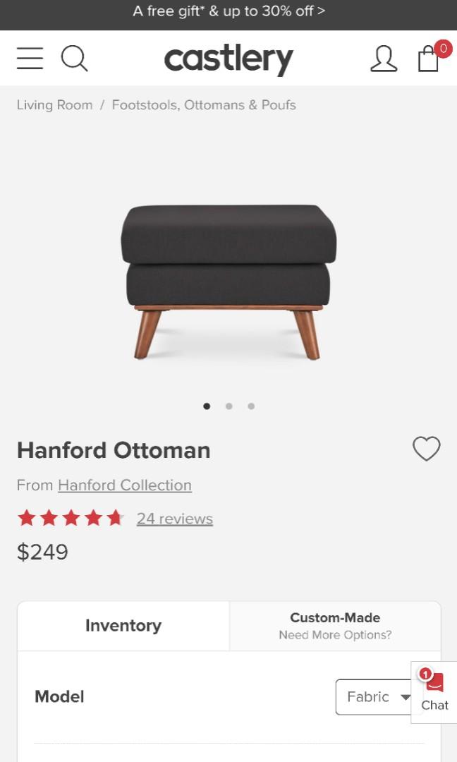 Hanford Sofa 3 Seater & ottoman extension, Furniture & Home Living