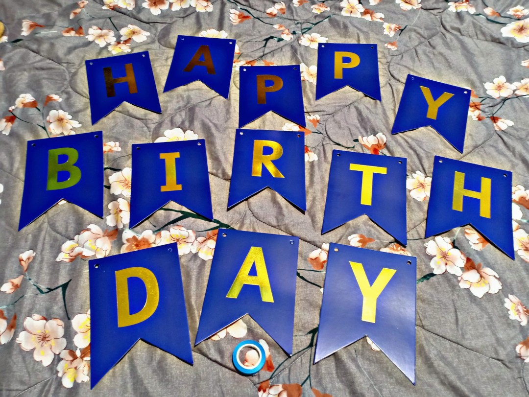 Happy Birthday Royal Blue Banner, Hobbies & Toys, Stationary & Craft, Occasions & Party Supplies