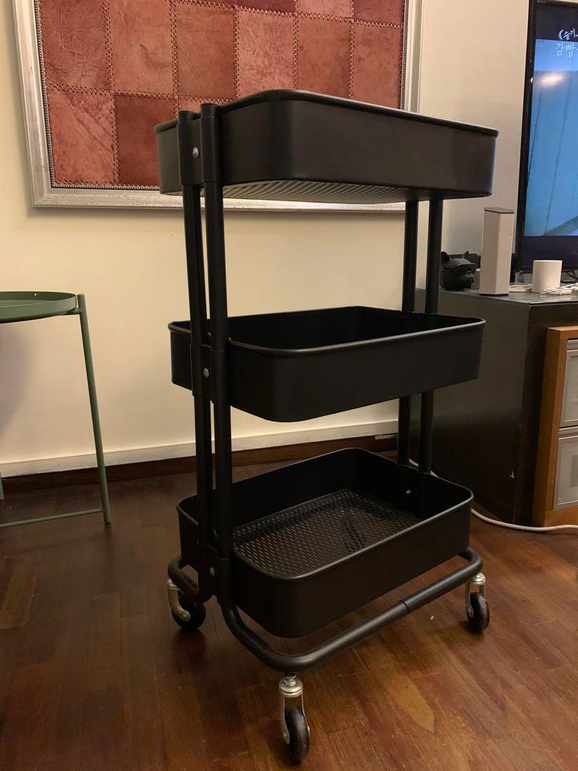 Ikea Trolley black, Furniture & Home Living, Furniture, Shelves
