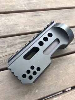 Imported Tactical CNC Made Aluminum Muzzle Break Flash Hider Door Breacher with Rail Matte Black For Airsoft