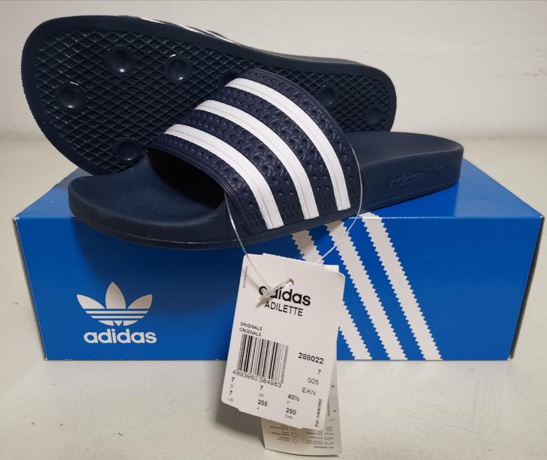 In Stock BNWT Authentic Adidas Originals Adilette Slides (Made in Italy),  Men's Fashion, Footwear, Flipflops and Slides on Carousell