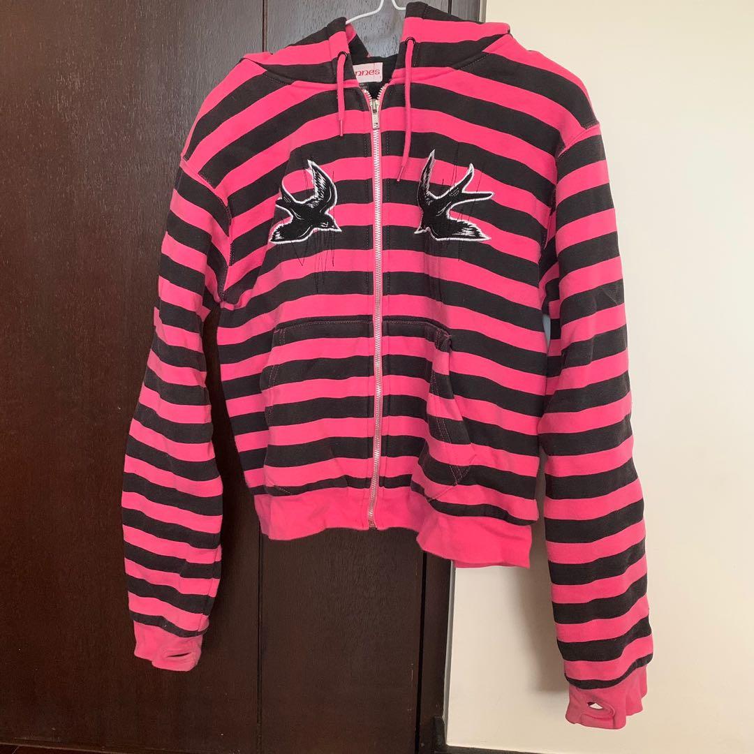 Black jacket sales with pink stripes