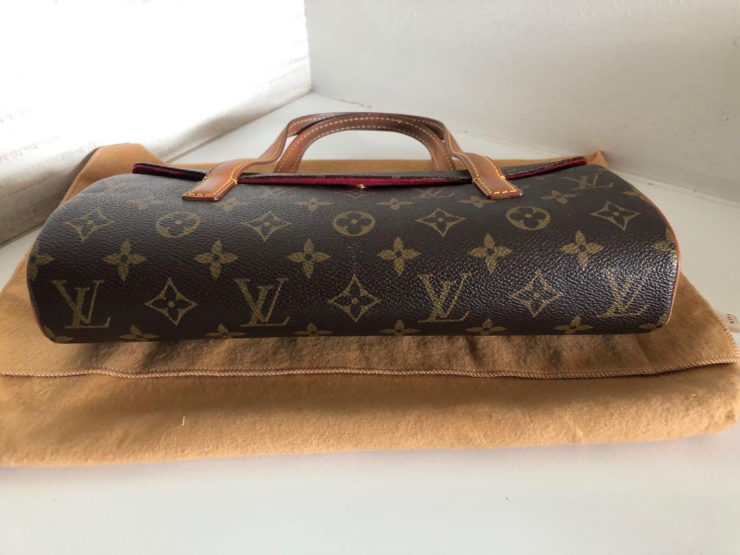 LOUIS VUITTON Monogram Sonatine Clutch Handbag Double Top Handle Leather  Straps