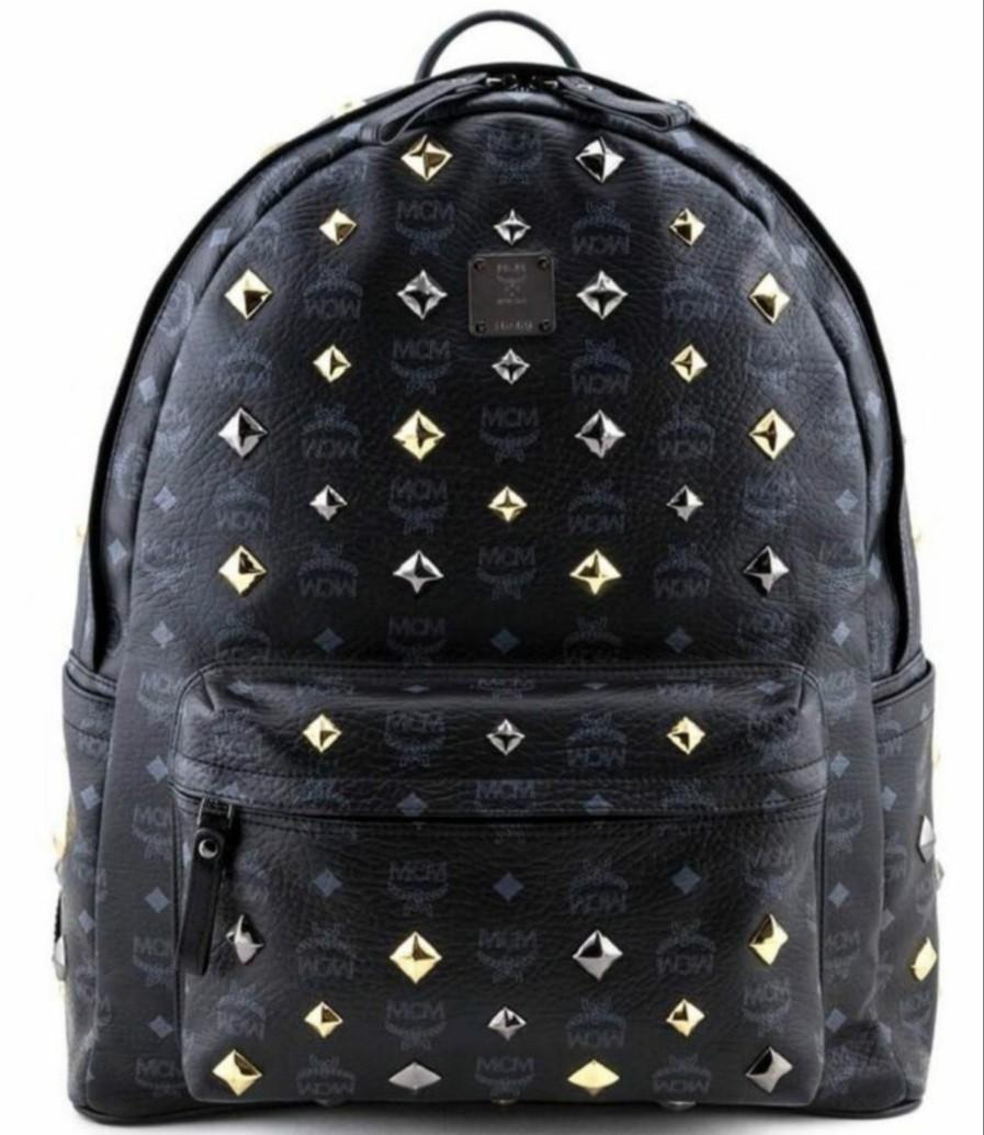 black mcm backpack with studs
