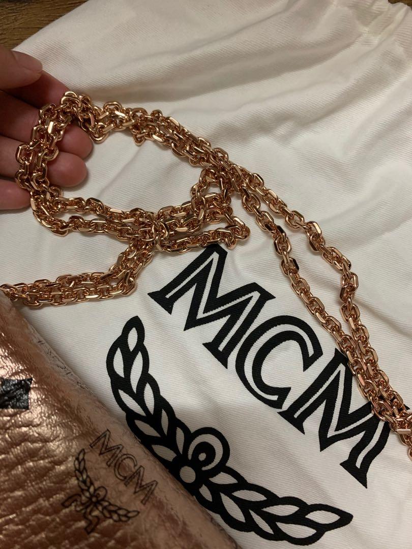 MCM Visetos Crossbody Rose Gold Wallet on Chain Clitch M
