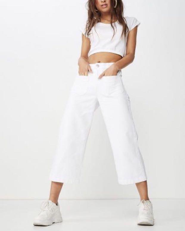 Plus size white cropped jeans Clearance