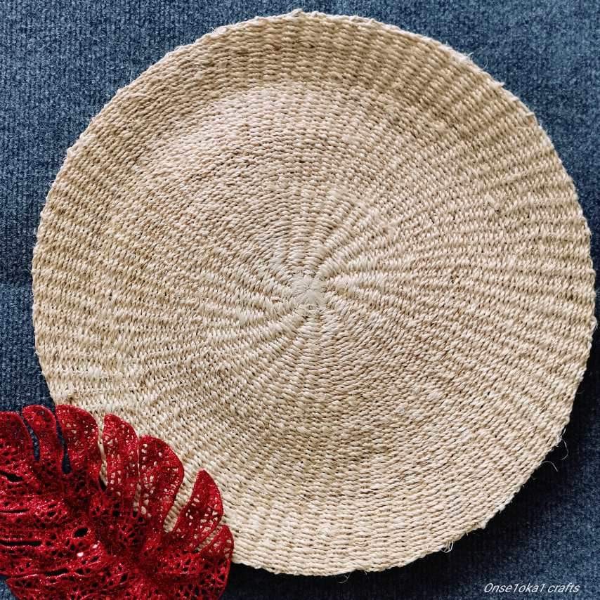 Native placemats abaca round 15" dia., Furniture & Home Living, Home