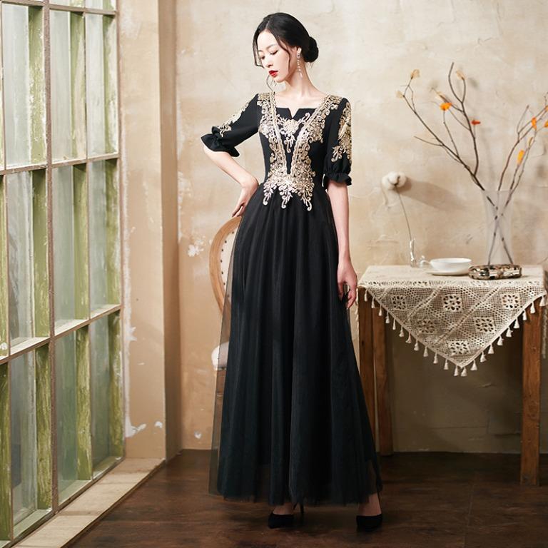 Red black and gold store prom dresses