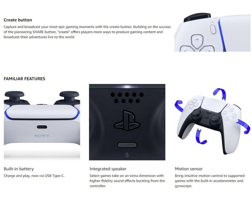 PS5 Dual Sense Wireless Controller White, Video Gaming, Gaming ...