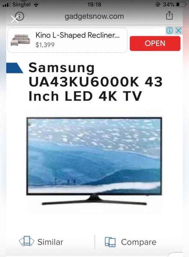 samsung smart tv ua43ku6000k 43 led 4k