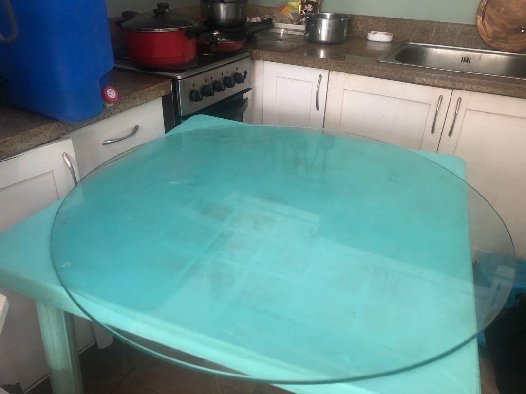 Tempered Round Glass table Top 100cm / 39 in, Furniture & Home Living