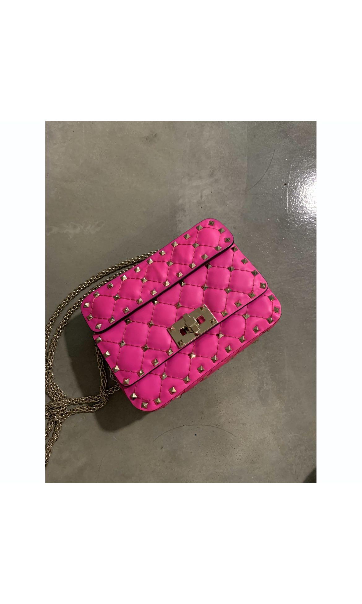 Valentino Rockstud Spike Mini Neon Pink