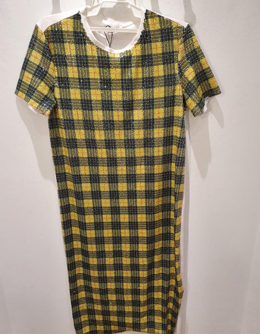 Zara yellow plaid dress on sale