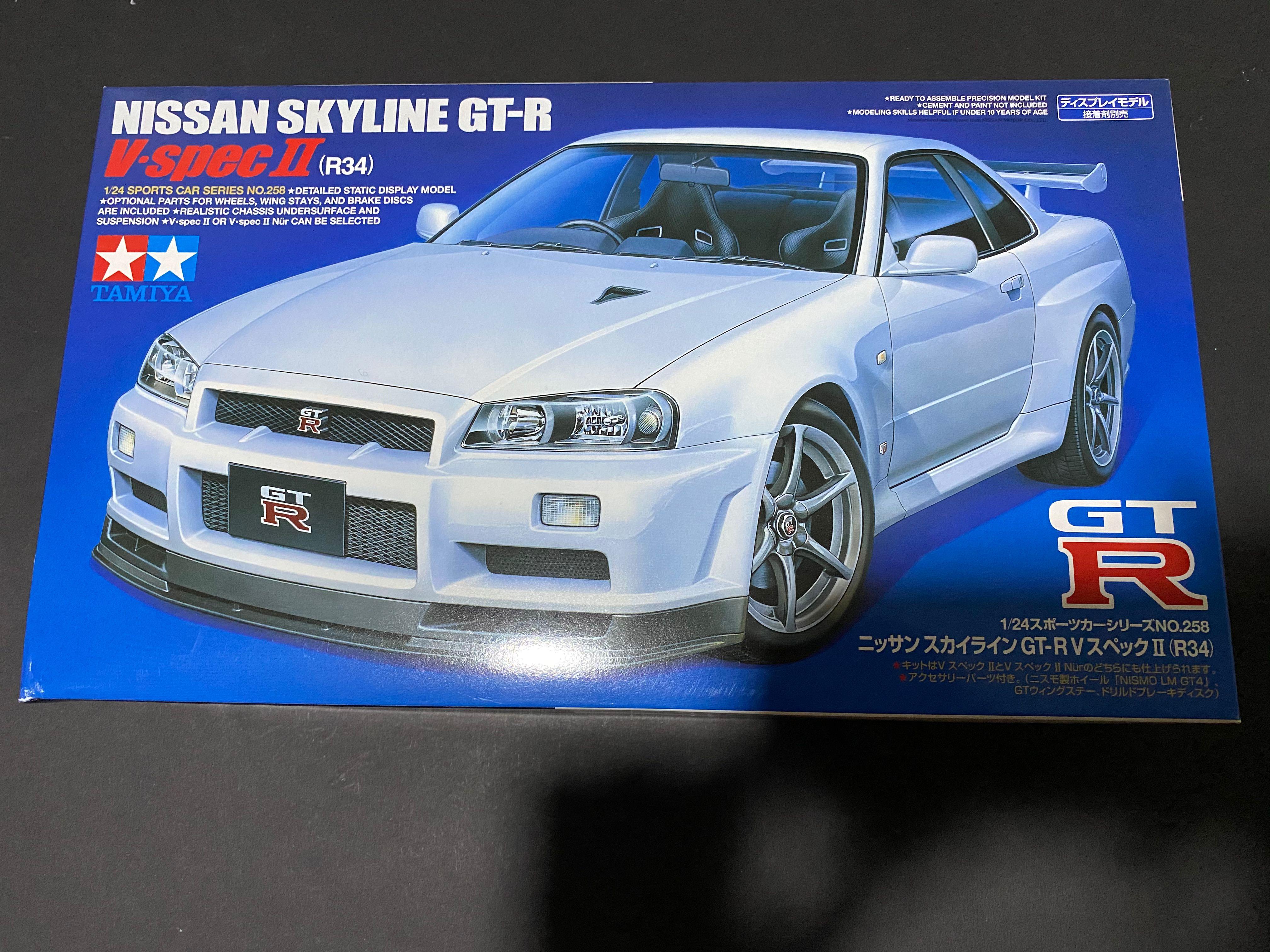1 24 Tamiya Car Model Kit Nissan Skyline Bnr34 Gtr V Spec Ii With Nismo Add On Parts Set Toys Games Others On Carousell