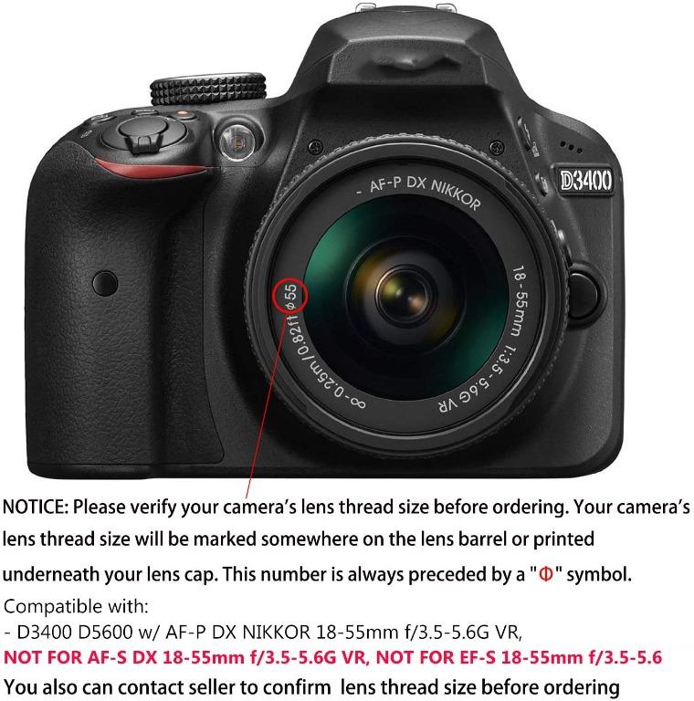 55mm Lens Hood Set For Nikon D3400 D3500 D5500 D5600 D7500 Dslr Camera With Af P