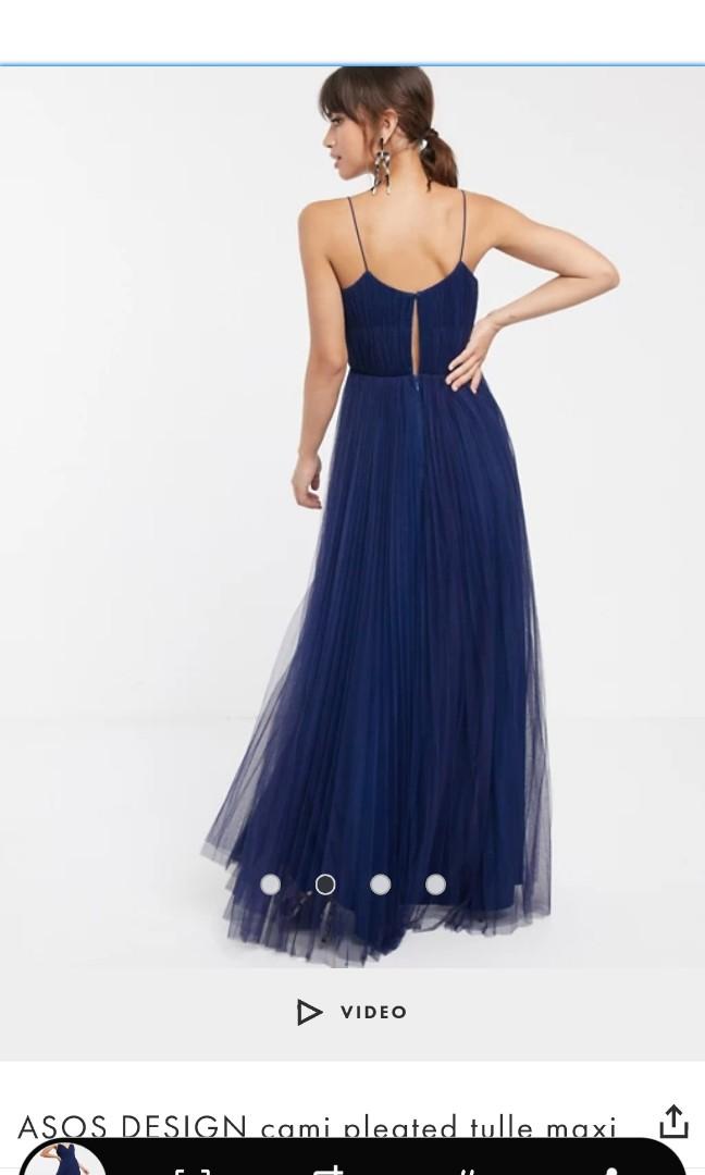 Asos cami pleated tulle maxi dress deals