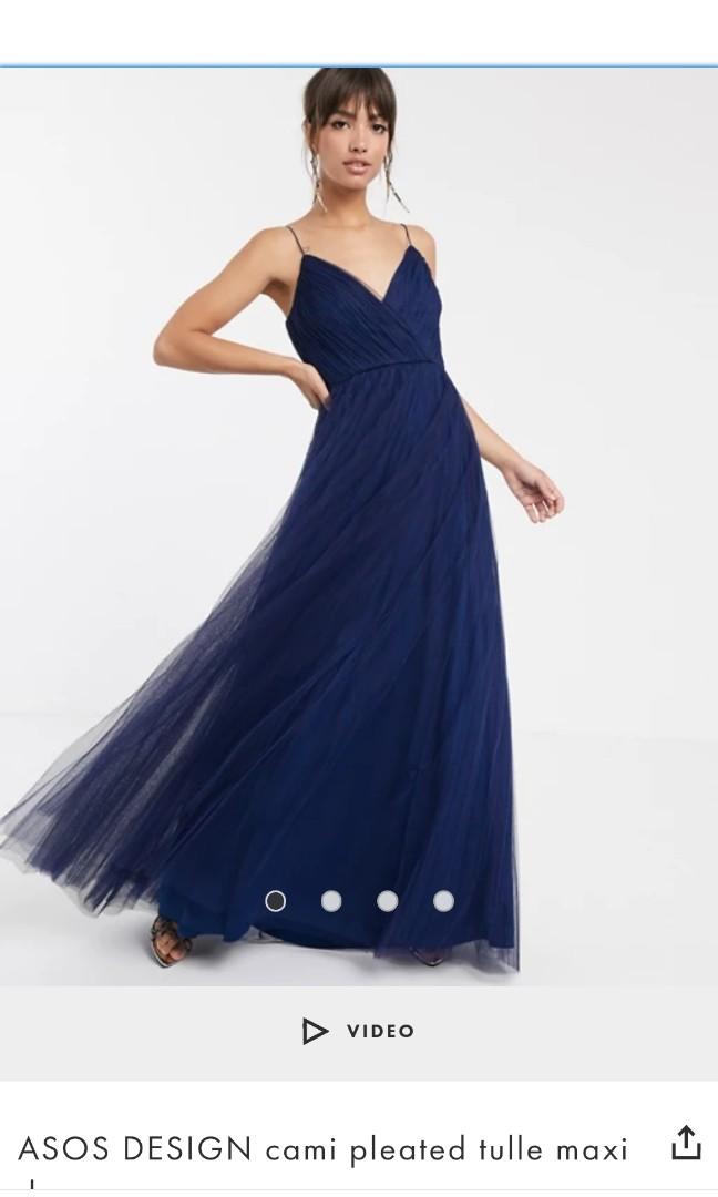 Pleated tulle clearance maxi dress