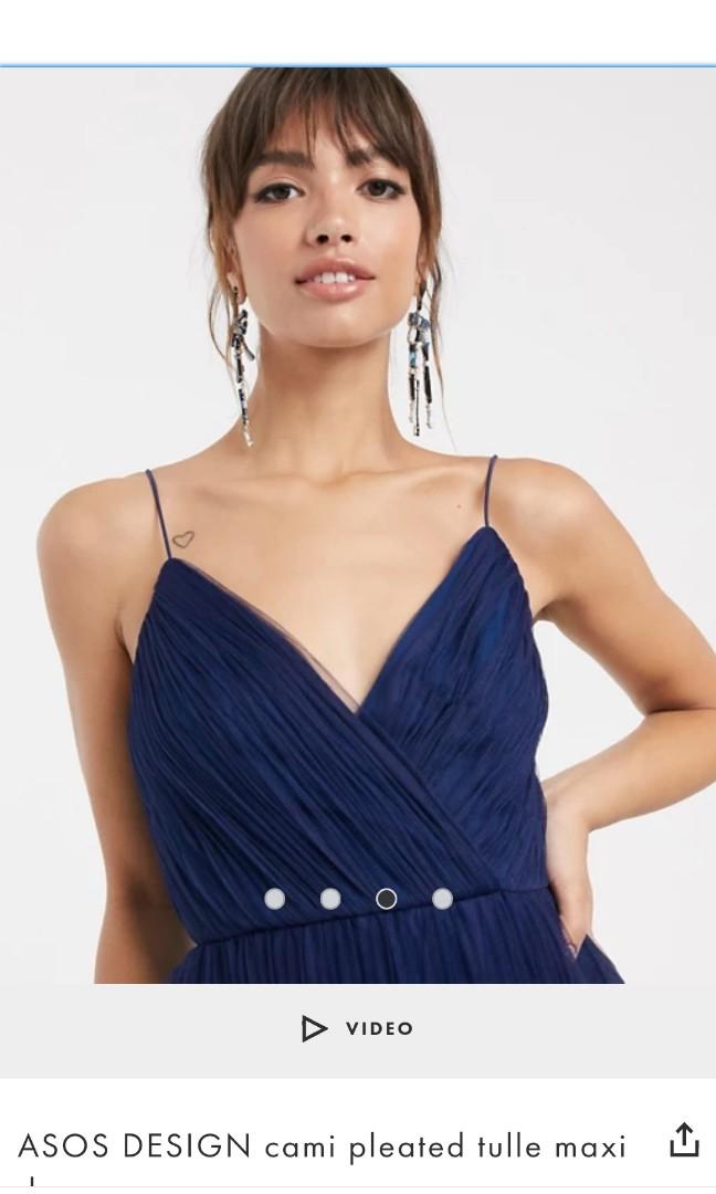 ASOS Navy Pleated Tulle Maxi Dress, Women's Fashion, Dresses & Sets, Dresses  on Carousell