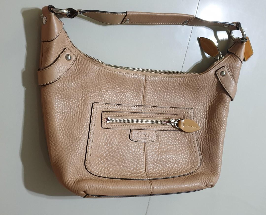 Real leather online coach hobo bag
