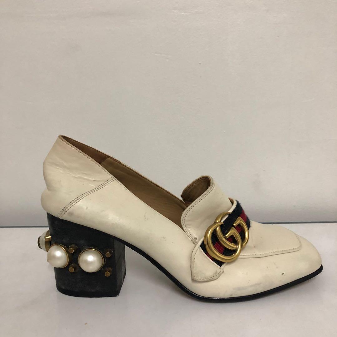White heels gucci clearance