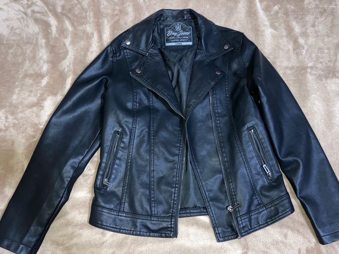 BNY Jeans Leather Jacket Women s Fashion Coats Jackets and