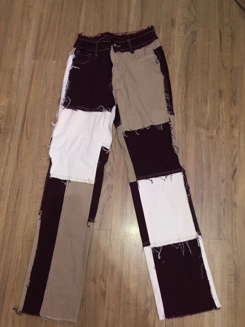 Brown Toned Patched Pants Women S Fashion Bottoms Other Bottoms On Carousell
