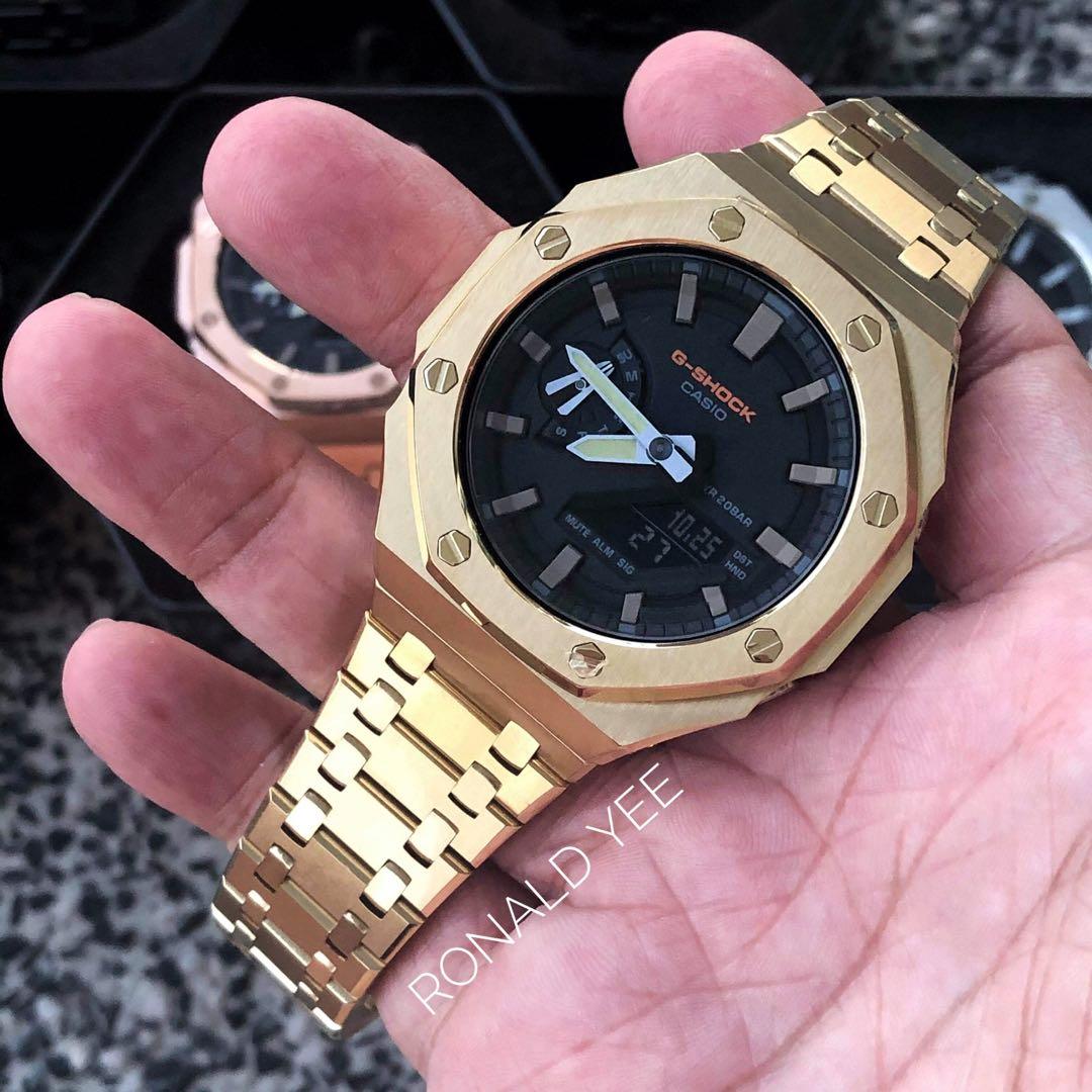 Casioak GA-2100SU-1 STAINLESS STEEL GOLD SND ROSE GOLD THEME , metal