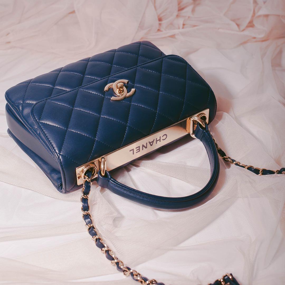 Chanel CC Trendy Flap Bag in dark blue lambskin, Luxury, Bags & Wallets on  Carousell
