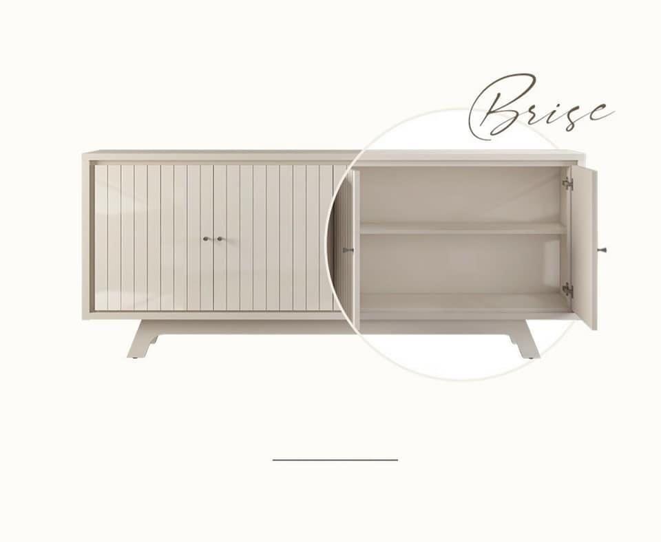 Classic Buffet Table White (Category: Tables & Sets) located in Makati City. Submitted by tmfurniture (Listing ID 1046367056, Image 2). Description: Buffet Brise This sideboard's storage and modern inspired accents are giving us major *heart eyes emoji* vibes. It's crafted from engineered wood (MDF) and features four-door cabinets with two tiers of interior shelving so you can finally find a spot to stash those extra plates. Plus, with its metall