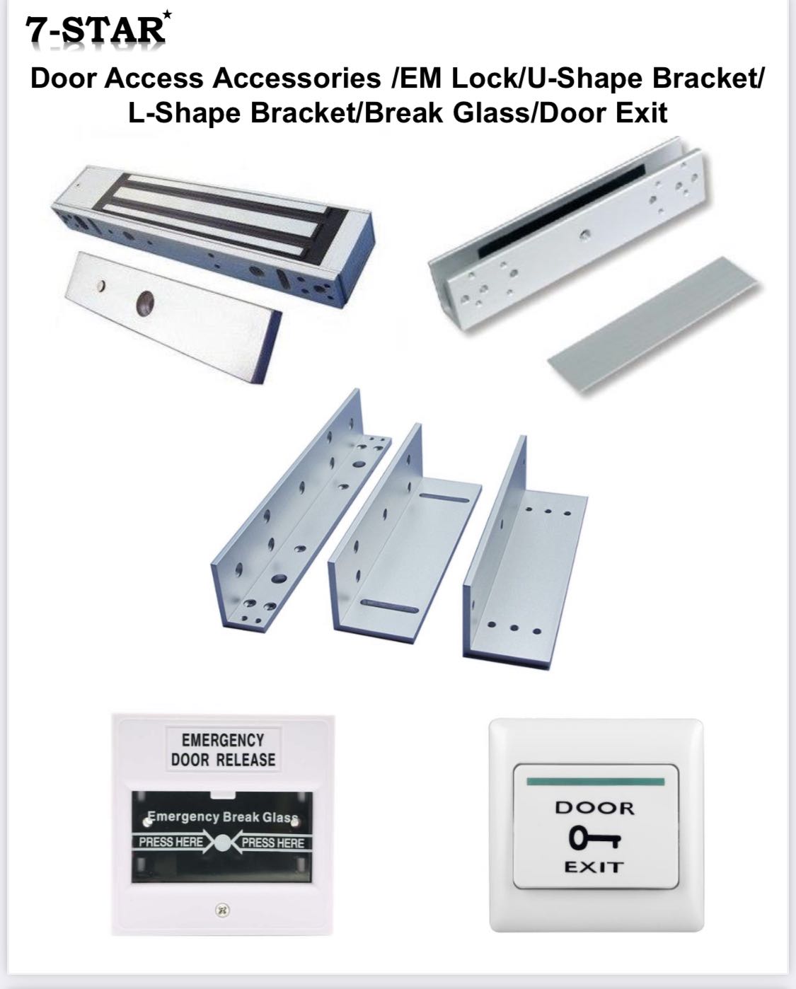 Door Access Accessories SET•EM Lock with RELAY(600lbs)•ZL & U Bracket
