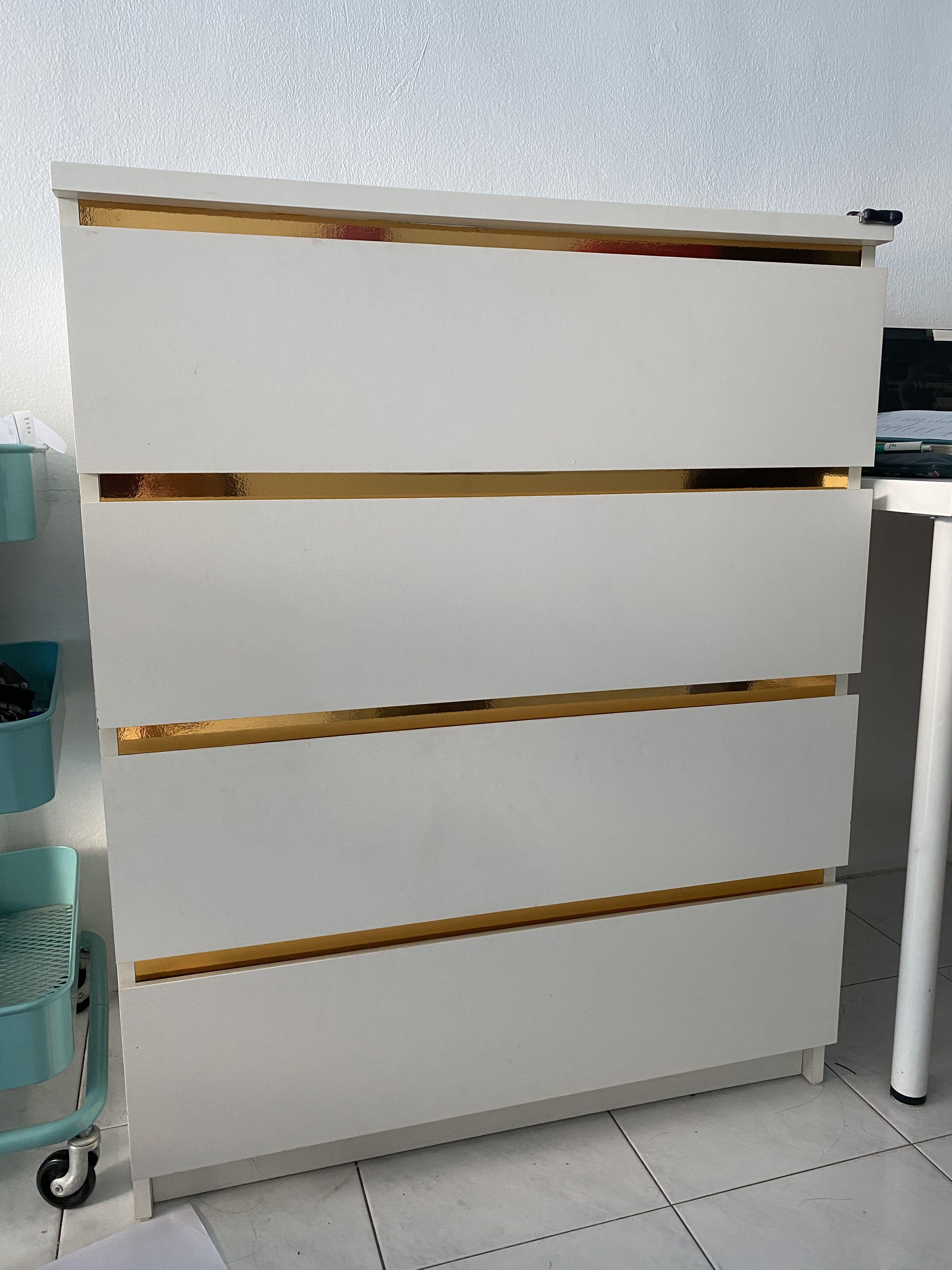 Ikea Malm 4 drawers White, Furniture & Home Living, Furniture, Shelves, & Racks on
