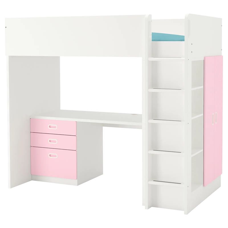 Ikea white bunk bed with desk shop