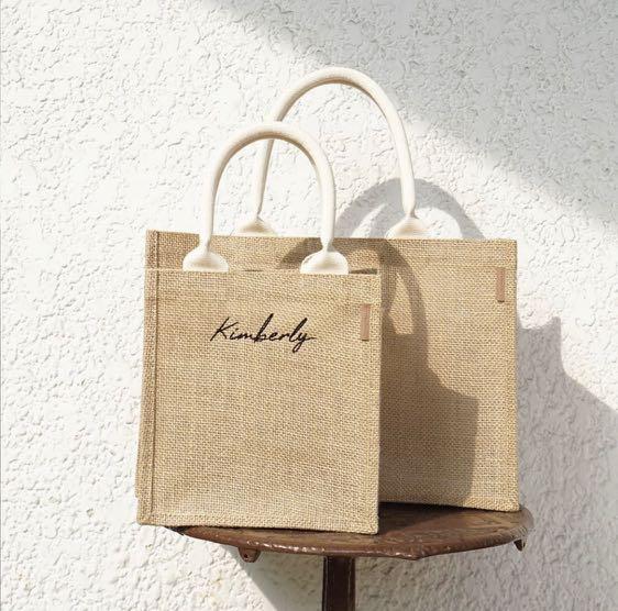 Custom Name Tote Bag Personalized Hand Bag With Your Text Burlap Jute Bags  Gifts Burlap Tote Bags Wedding And Shopping Bag Gift Boxes Bags AliExpress