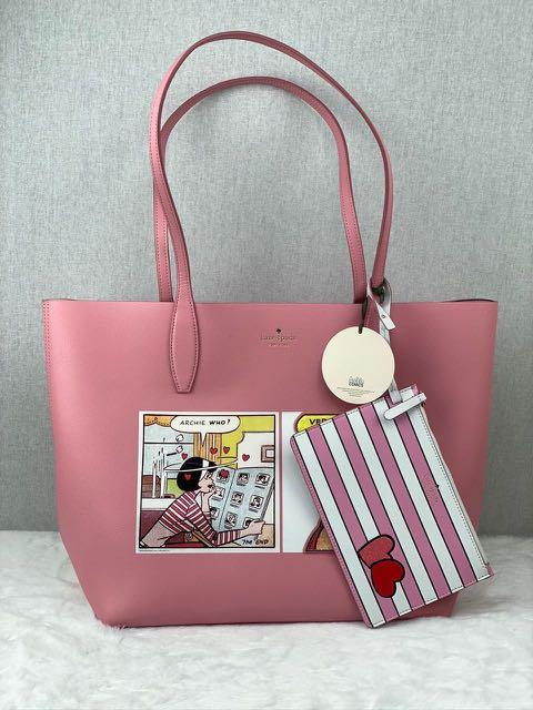Kate Spade Archie Large Reversible Tote in Pink Multi, Luxury, Bags &  Wallets on Carousell