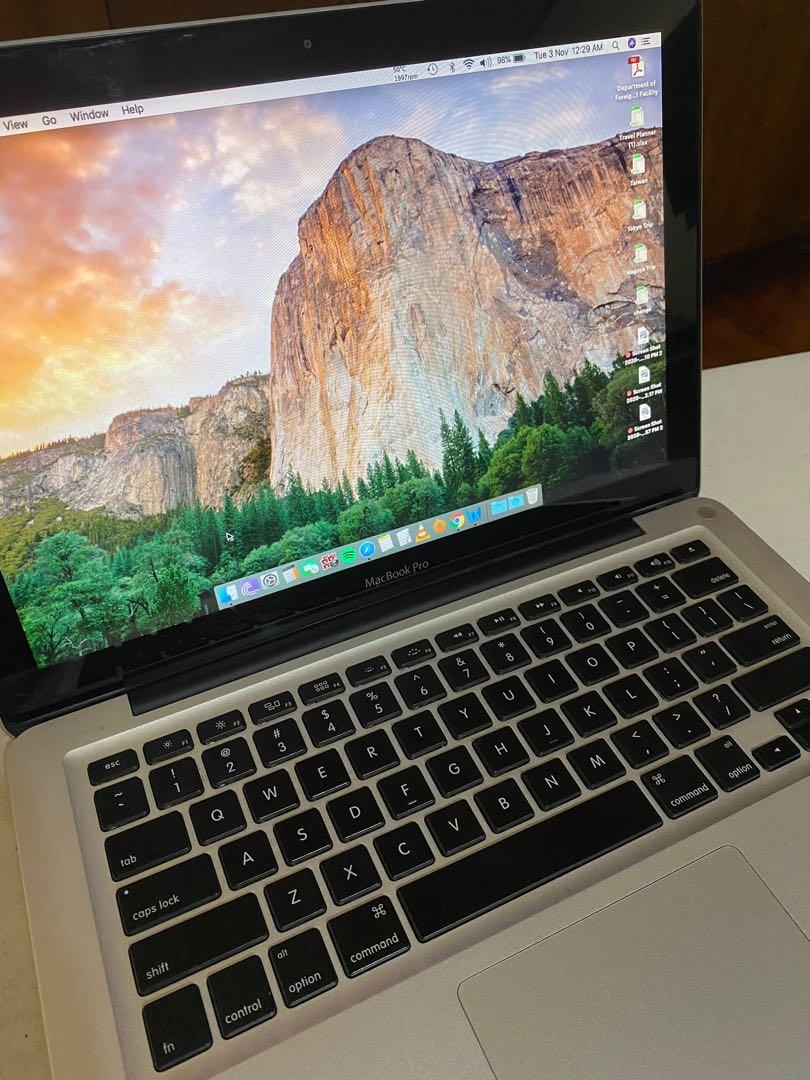 Macbook Pro 2011 - 13” (Category: Laptops & Notebooks) located in Manila. Submitted by maria.lao (Listing ID 1046409728, Image 2). Description: 2.4 GHz Intel Core i5 4GB 1333 MHz DDR3 macOS High Sierra Comes with original Magsafe charger (purchased separately from Apple SG last 2019), Speck shell case (hot pink), and Capdase silicone keyboard cover (baby pink). Purchased mid-2012. Then seldomly used from 2015 onwards. No issues at all. Physically