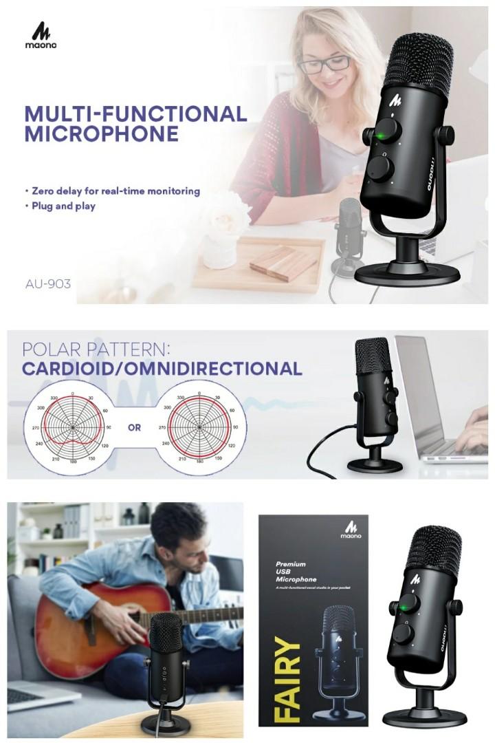 Maono AU-903 Desktop USB Cardioid / Omni Microphone, Audio, Microphones ...