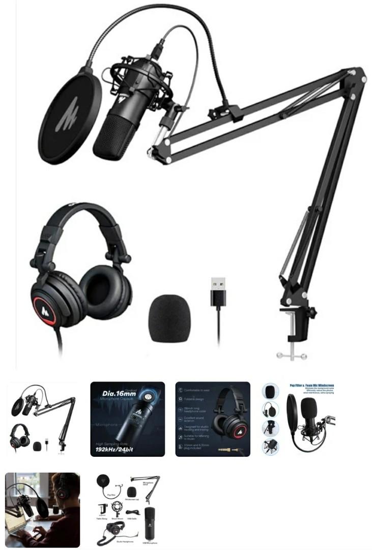 Maono AU-A04H USB Microphone Set with Studio Headphone Set (Category: Microphones) located in Mandaluyong City. Submitted by minyey (Listing ID 1046206759, Image 3). Description: USB Microphone Kit Plug & Play -with the professional sound chipset. Sampling Rate: 192kHz/24bit. With a good cardioid polar pickup pattern, high output and low self-noise function, the microphone can accurately reproduce even the most subtle sound. The new version provi