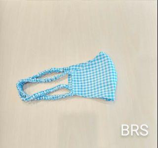 Masker Kain Katun Hijab/Headloop Motif Kotak 2 Lapis Tali Serut