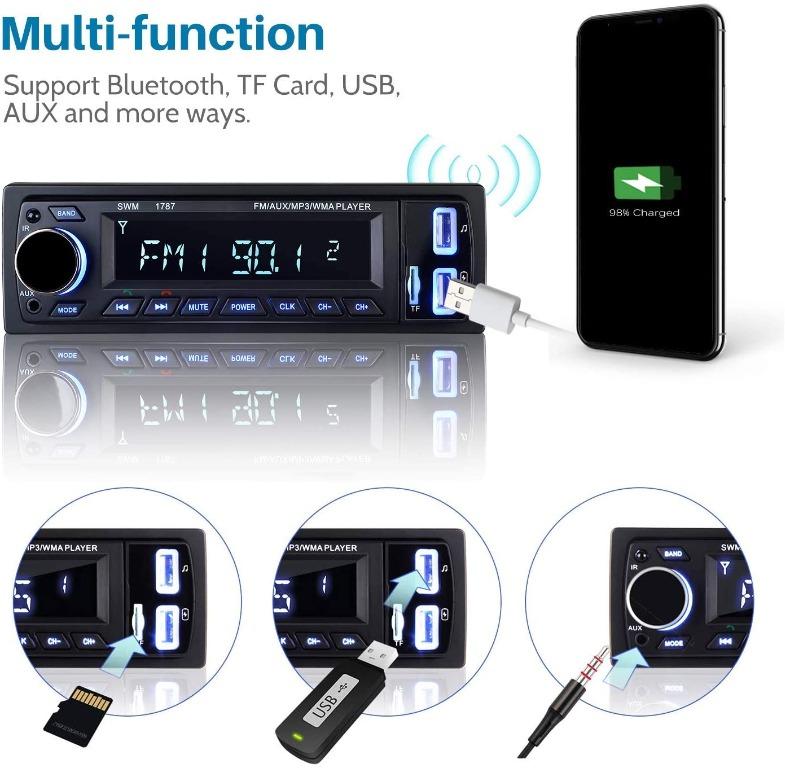 MEKUULA Car Stereo with Bluetooth 4 x 60W Media Player USB SD AUX EQ MP3 TF Handsfree Stereo FM Radio with Remote Control