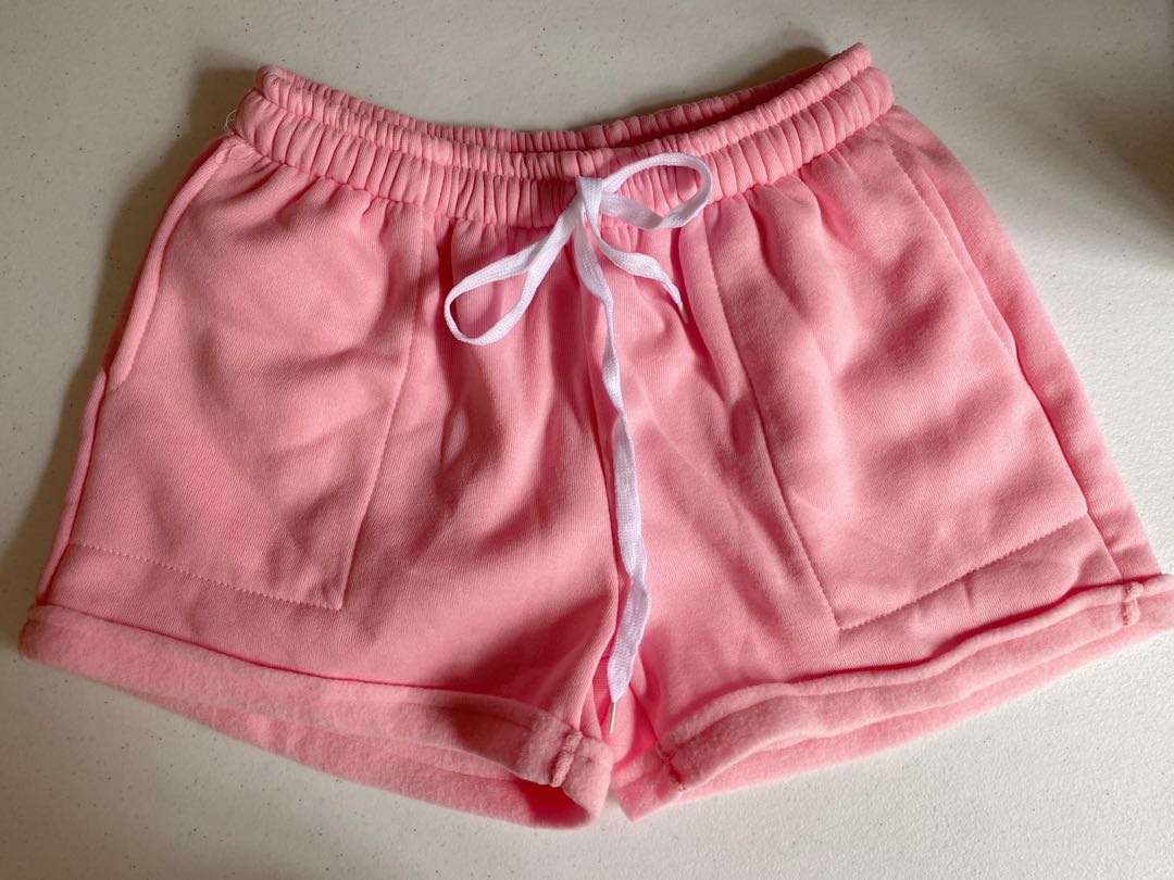 Pastel Pink Jogger Shorts, Women's 