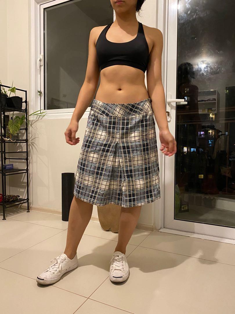Plaid A-line Tweed Skirt (Category: Skirts) located in Pasig City. Submitted by hanpum (Listing ID 1046340177, Image 2). Description: Fits 27-28. Not wearing them anymore. Perfect for office use..