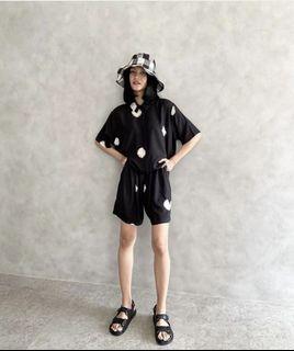 Polka set Tie Dye Black n White