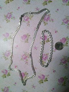 Real silver necklace and bracelet unisex