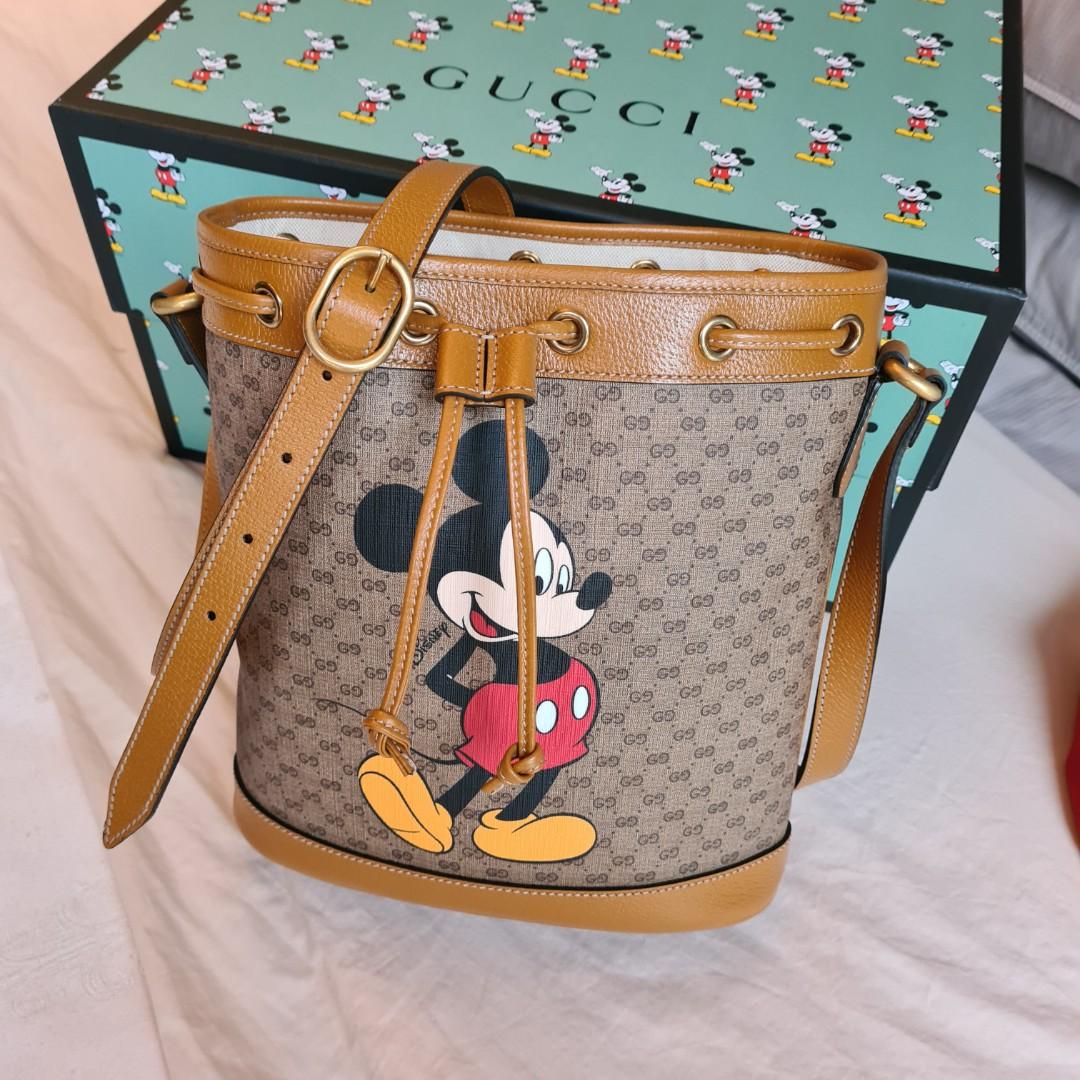 Gucci X Disney Micro GG Canvas Mickey Mouse Bucket Bag (SHF-23268) – LuxeDH