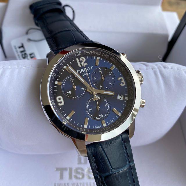 RESTOCK ORIGINAL TISSOT PRC 200 BLUE LEATHER CHRONOGRAPH WATCH