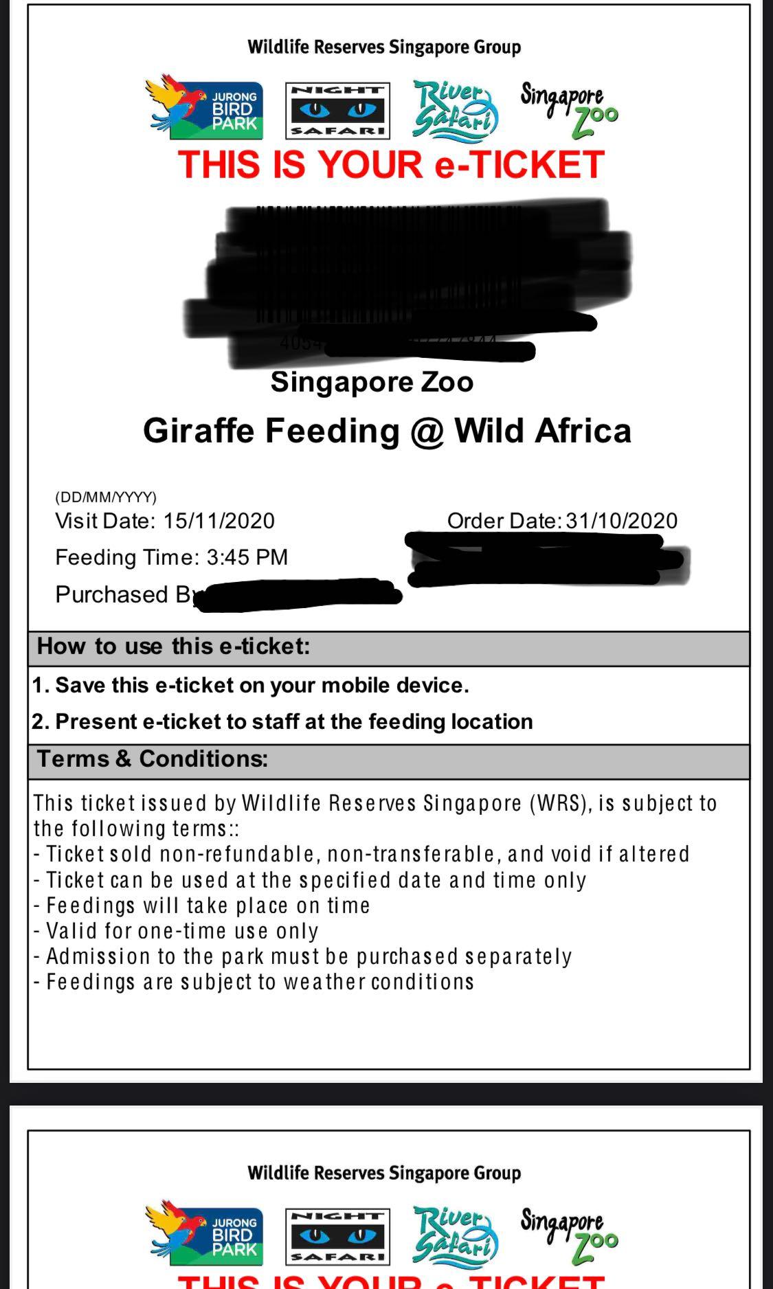 Singapore Zoo feed giraffes, Tickets & Vouchers, Local Attractions